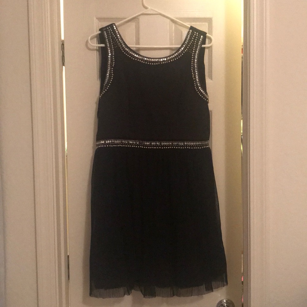 Black Dress w/ silver, gold and rhinestone accents